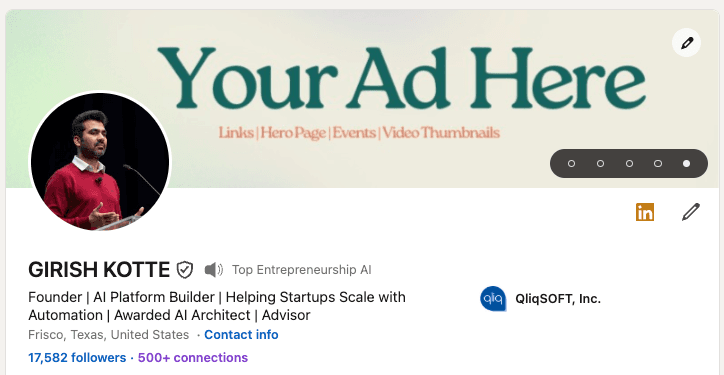 LinkedIn Profile Example with Ad Space