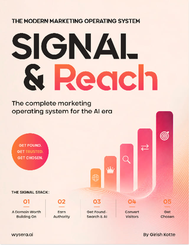 Cover of Signal & Reach: The complete marketing operating system for the AI era by Girish Kotte, showing the five layers of the Signal Stack